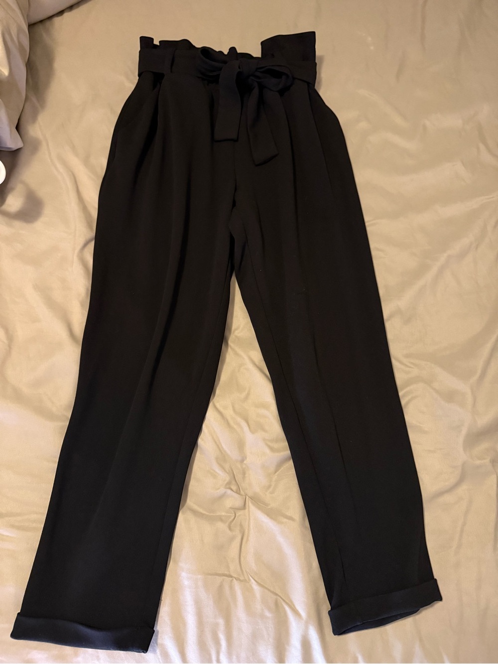 Maurices Black Paperbag Waist Trousers with Self-Tie Belt